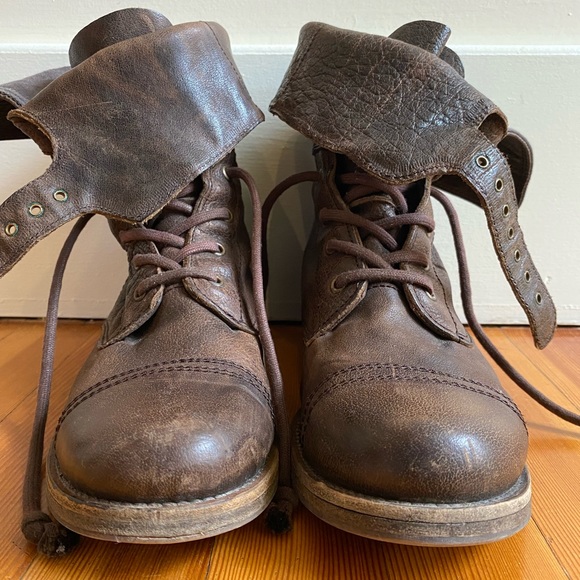 All Saints distressed brown leather boots - Picture 3 of 8